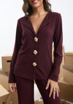 Σετ μπλούζα με γιακά και παντελόνι