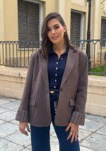 Σακάκι oversized με κοκκάλινα κουμπιά