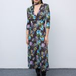 Mocha Bloom Midi Jersey Dress