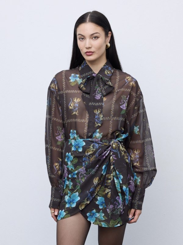 Mocha Bloom Mini Wrap Skirt