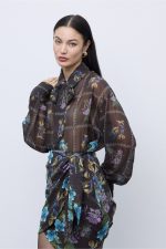 Mocha Bloom Mini Wrap Skirt