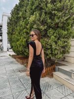 Φόρεμα μίντι βελούδο με ανοιχτή πλάτη