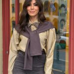 Πουκάμισο Ριγέ Με Στρας Στο Γιακά