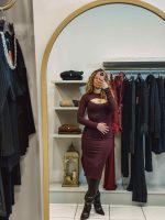 Πλεκτό φόρεμα midi - Image 2