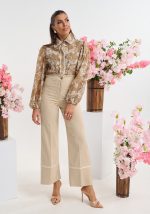 Ψηλόμεσο παντελόνι με σχέδιο ρεβέρ