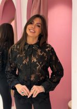 Πουκάμισο δαντελένιο με στρας στο γιακά - Image 3