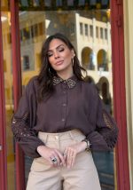 Πουκάμισο με στρας στο γιακά και δαντέλα στο μανίκι - Image 3