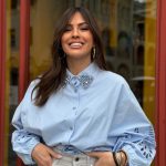 Πουκάμισο με στρας στο γιακά και δαντέλα στο μανίκι