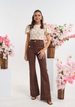 Υφασμάτινο παντελόνι με τσέπες καμπάνα - Image 2