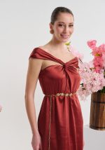 Φόρεμα μάξι σατέν με χιαστή σχέδιο - Image 5