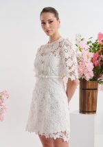 Φόρεμα Δαντελένιο Μίνι Με Κουμπιά Στρας - Image 5