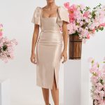 Φόρεμα Μίντι Με Φουσκωτά Μανίκια