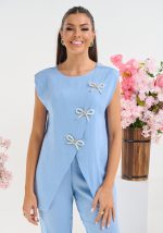 Σετ αμάνικο τοπ με φιόγκους και παντελόνι - Image 2