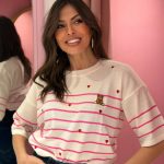 Μπλούζα κοντομάνικη ριγέ με καρδιές