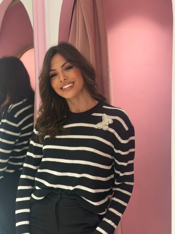 Μπλούζα ριγέ με πεταλούδες