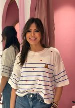 Μπλούζα κοντομάνικη ριγέ με καρδιές - Image 3