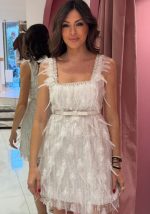 Nancy Feather Mini Dress - Image 3