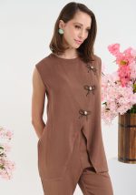 Σετ αμάνικο τοπ με φιόγκους και παντελόνι - Image 2