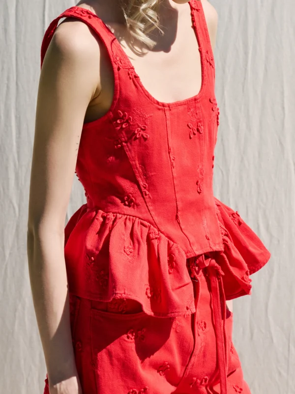 Τζιν Τοπ Με Κεντημένα Λουλούδια