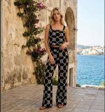 Πλεκτό Σετ Τοπ Με Παντελόνα Με Κεντήματα