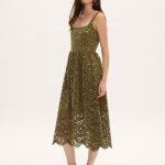 Olive Lace Velvet Dress
